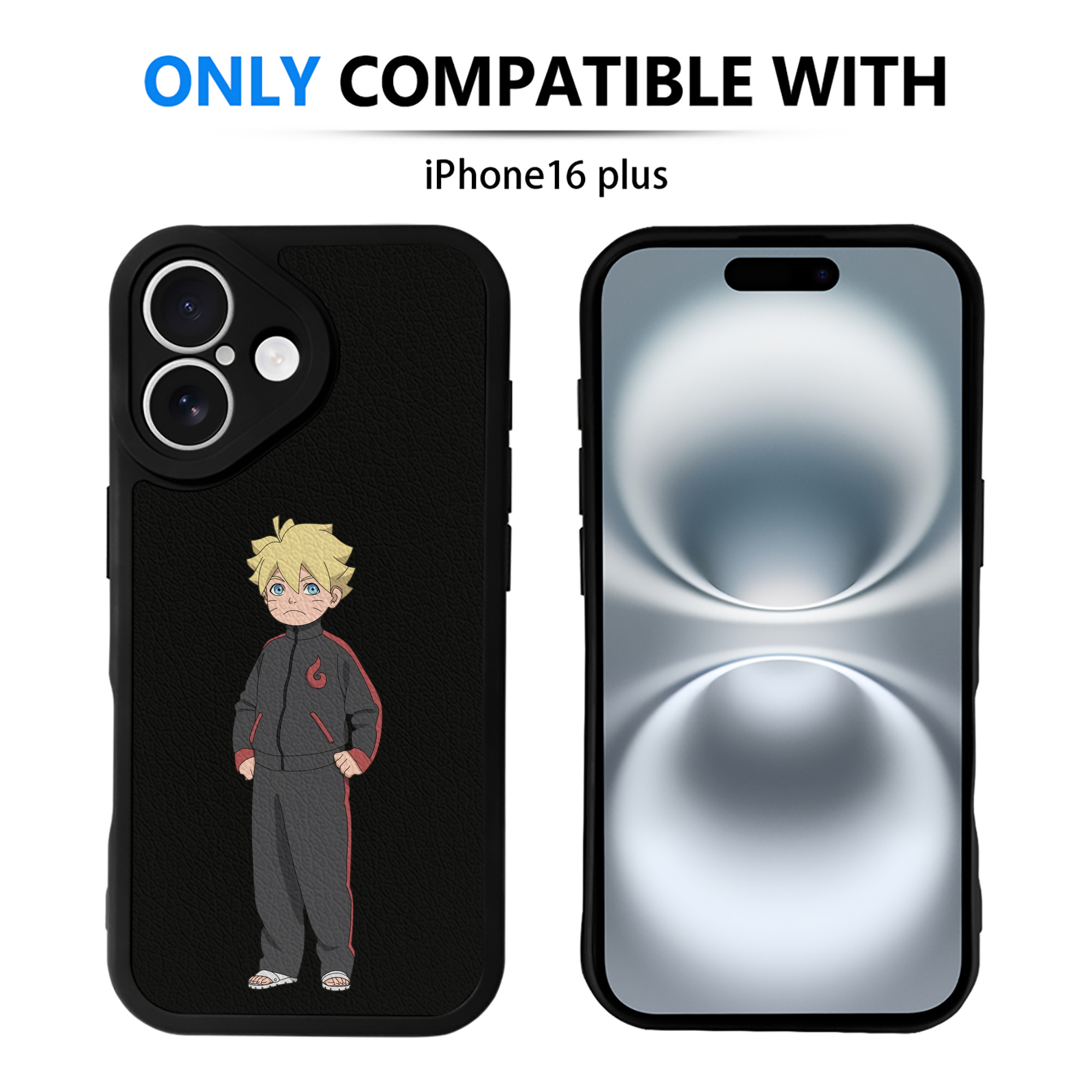 （画像用） NARUTO -ナルト- うずまき ボルト Uzumaki Boruto 【iPhone 16シリーズ対応】シリコンスマホケース（レザー調） 材質：シリコン